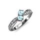 1 - Nicia Aquamarine with Side Diamonds Bypass Ring 