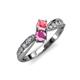 1 - Nicia Pink Tourmaline and Pink Sapphire with Side Diamonds Bypass Ring 