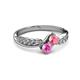 3 - Nicia Pink Tourmaline and Pink Sapphire with Side Diamonds Bypass Ring 