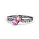 4 - Nicia Pink Tourmaline and Pink Sapphire with Side Diamonds Bypass Ring 