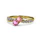 4 - Nicia Pink Tourmaline and Pink Sapphire with Side Diamonds Bypass Ring 