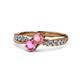 4 - Nicia Pink Tourmaline and Pink Sapphire with Side Diamonds Bypass Ring 