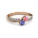 3 - Nicia Pink Tourmaline and Tanzanite with Side Diamonds Bypass Ring 