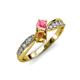 1 - Nicia Pink Tourmaline and Citrine with Side Diamonds Bypass Ring 