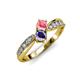 1 - Nicia Pink Tourmaline and Iolite with Side Diamonds Bypass Ring 