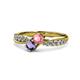 4 - Nicia Pink Tourmaline and Iolite with Side Diamonds Bypass Ring 