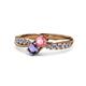 4 - Nicia Pink Tourmaline and Iolite with Side Diamonds Bypass Ring 