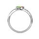 6 - Nicia Pink Tourmaline and Peridot with Side Diamonds Bypass Ring 