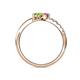 6 - Nicia Pink Tourmaline and Peridot with Side Diamonds Bypass Ring 
