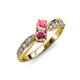 1 - Nicia Pink Tourmaline and Rhodolite Garnet with Side Diamonds Bypass Ring 
