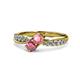 4 - Nicia Pink Tourmaline and Rhodolite Garnet with Side Diamonds Bypass Ring 