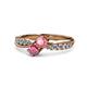 4 - Nicia Pink Tourmaline and Rhodolite Garnet with Side Diamonds Bypass Ring 