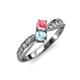 1 - Nicia Pink Tourmaline and Aquamarine with Side Diamonds Bypass Ring 