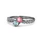 4 - Nicia Pink Tourmaline and Aquamarine with Side Diamonds Bypass Ring 