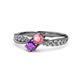 4 - Nicia Pink Tourmaline and Amethyst with Side Diamonds Bypass Ring 