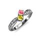 1 - Nicia Pink Tourmaline and Yellow Sapphire with Side Diamonds Bypass Ring 