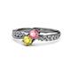4 - Nicia Pink Tourmaline and Yellow Sapphire with Side Diamonds Bypass Ring 