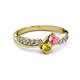 3 - Nicia Pink Tourmaline and Yellow Sapphire with Side Diamonds Bypass Ring 