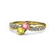 4 - Nicia Pink Tourmaline and Yellow Sapphire with Side Diamonds Bypass Ring 