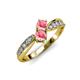 1 - Nicia Pink Tourmaline with Side Diamonds Bypass Ring 