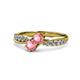 4 - Nicia Pink Tourmaline with Side Diamonds Bypass Ring 
