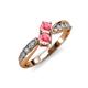 1 - Nicia Pink Tourmaline with Side Diamonds Bypass Ring 