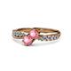 4 - Nicia Pink Tourmaline with Side Diamonds Bypass Ring 