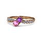 4 - Nicia Amethyst and Pink Sapphire with Side Diamonds Bypass Ring 