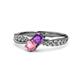 4 - Nicia Amethyst and Pink Tourmaline with Side Diamonds Bypass Ring 