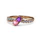 4 - Nicia Amethyst and Pink Tourmaline with Side Diamonds Bypass Ring 