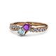 4 - Nicia Amethyst and Aquamarine with Side Diamonds Bypass Ring 