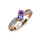 1 - Nicia Amethyst and Tanzanite with Side Diamonds Bypass Ring 