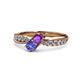 4 - Nicia Amethyst and Tanzanite with Side Diamonds Bypass Ring 