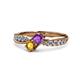 4 - Nicia Amethyst and Citrine with Side Diamonds Bypass Ring 