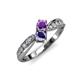 1 - Nicia Amethyst and Iolite with Side Diamonds Bypass Ring 