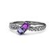 4 - Nicia Amethyst and Iolite with Side Diamonds Bypass Ring 
