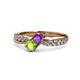 4 - Nicia Amethyst and Peridot with Side Diamonds Bypass Ring 
