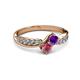 3 - Nicia Amethyst and Rhodolite Garnet with Side Diamonds Bypass Ring 