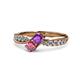 4 - Nicia Amethyst and Rhodolite Garnet with Side Diamonds Bypass Ring 