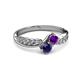 3 - Nicia Amethyst and Blue Sapphire with Side Diamonds Bypass Ring 
