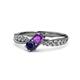 4 - Nicia Amethyst and Blue Sapphire with Side Diamonds Bypass Ring 