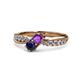 4 - Nicia Amethyst and Blue Sapphire with Side Diamonds Bypass Ring 