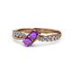 4 - Nicia Amethyst with Side Diamonds Bypass Ring 