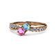 4 - Nicia Blue Topaz and Pink Sapphire with Side Diamonds Bypass Ring 