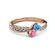 3 - Nicia Blue Topaz and Pink Tourmaline with Side Diamonds Bypass Ring 