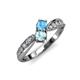 1 - Nicia Blue Topaz and Aquamarine with Side Diamonds Bypass Ring 