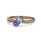 4 - Nicia Blue Topaz and Tanzanite with Side Diamonds Bypass Ring 
