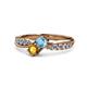 4 - Nicia Blue Topaz and Citrine with Side Diamonds Bypass Ring 