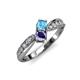 1 - Nicia Blue Topaz and Iolite with Side Diamonds Bypass Ring 