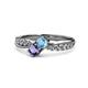 4 - Nicia Blue Topaz and Iolite with Side Diamonds Bypass Ring 